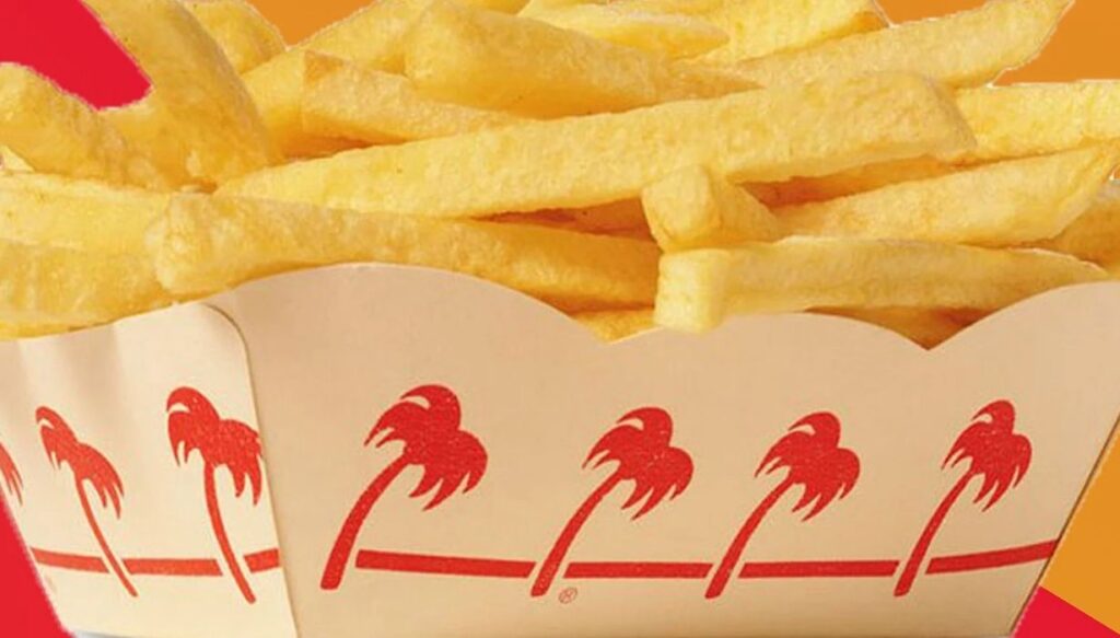 French Fries are served at in n out bucket.